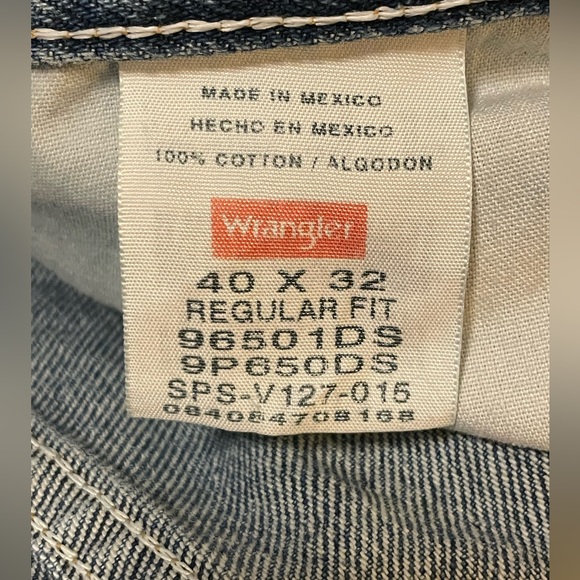 Men's Wrangler Regular Fit Jeans 40 X 32 Blue Denim Pants Straight Western - Picture 3 of 9